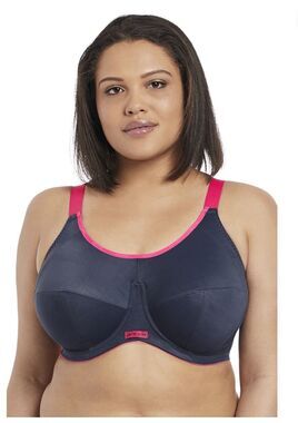 ELOMI Energise Underwire Sports Bra Navy Pink Size US 40DDD / UK 40E